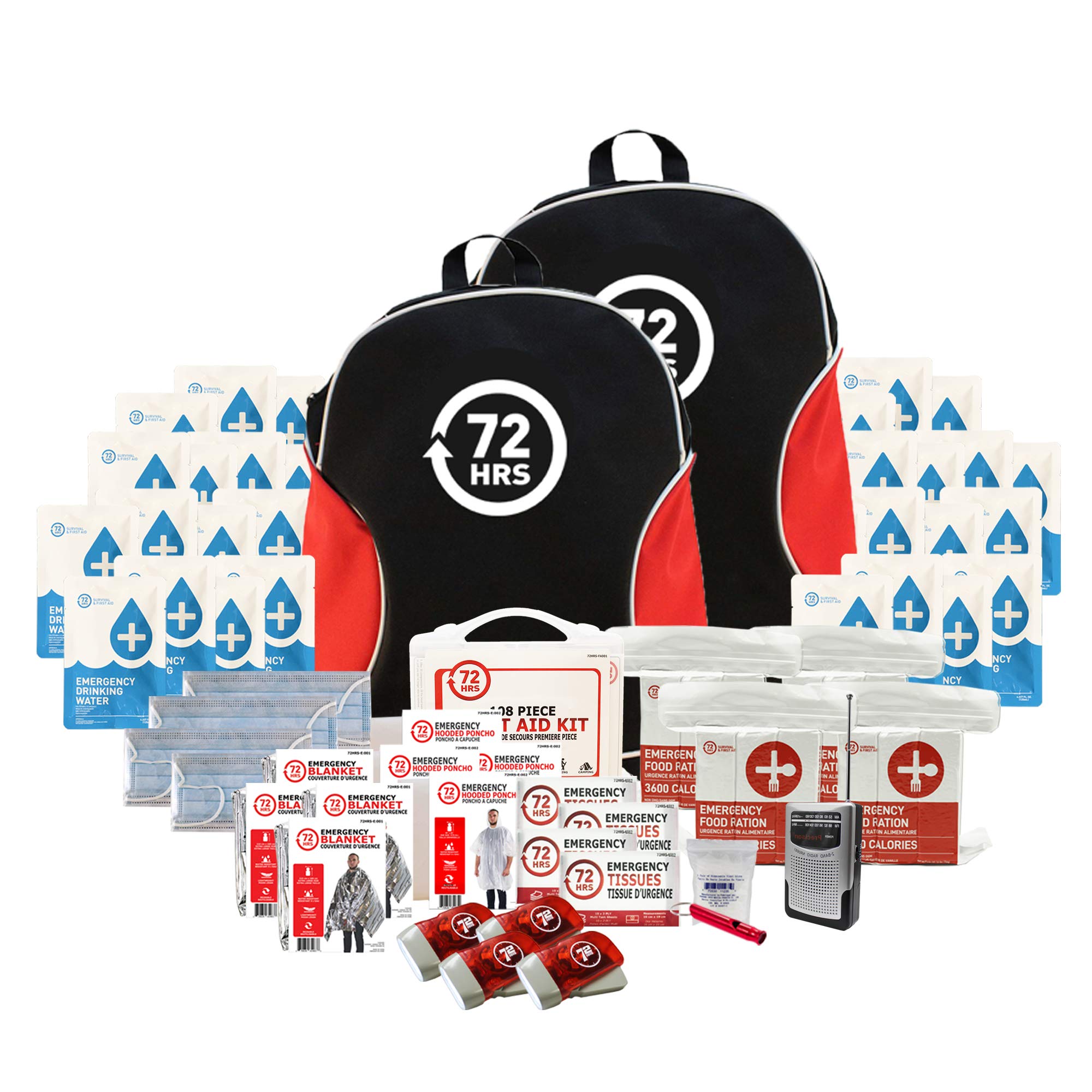 72HRS Earthquake Preparedness Kit, Basic Emergency Kit, Survival Kit for 4 Person Backpack Basic