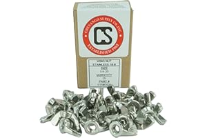 CHENANGO SUPPLY Stainless 1/4-20 Wing Nut, Coarse Thread, 304 Stainless Steel, 25 Pieces (1/4-20 Wing Nut)