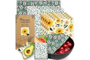 PICCIRCUIT Beeswax Wrap, 9 Pack Beeswax Wraps for Food Storage, Organic, Sustainable, Beeswax Food Wraps, Zero Waste Reusable Food Wrap Beeswax Paper 1L, 3M, 5S Plants Pattern Sandwich Wrappers