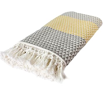 Nielsen Wohndecke Dana, 150x200 cm, Weiß (Weiss)/Braun/Gelb, Baumwolle