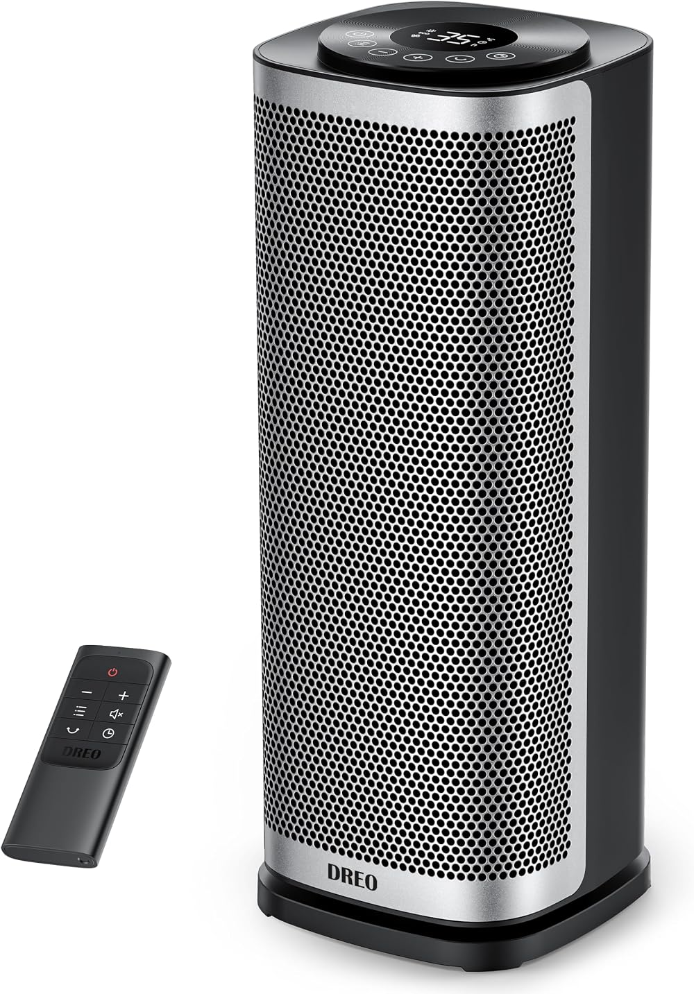 DREO 16 Inch Electric Heater Ceramic 2000W 70° Oscillation 34dB Silver