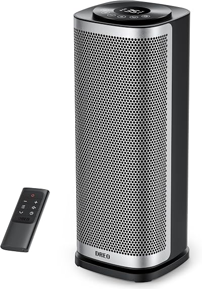 DREO 16 Inch Electric Heater Ceramic 2000W 70° Oscillation 34dB Silver