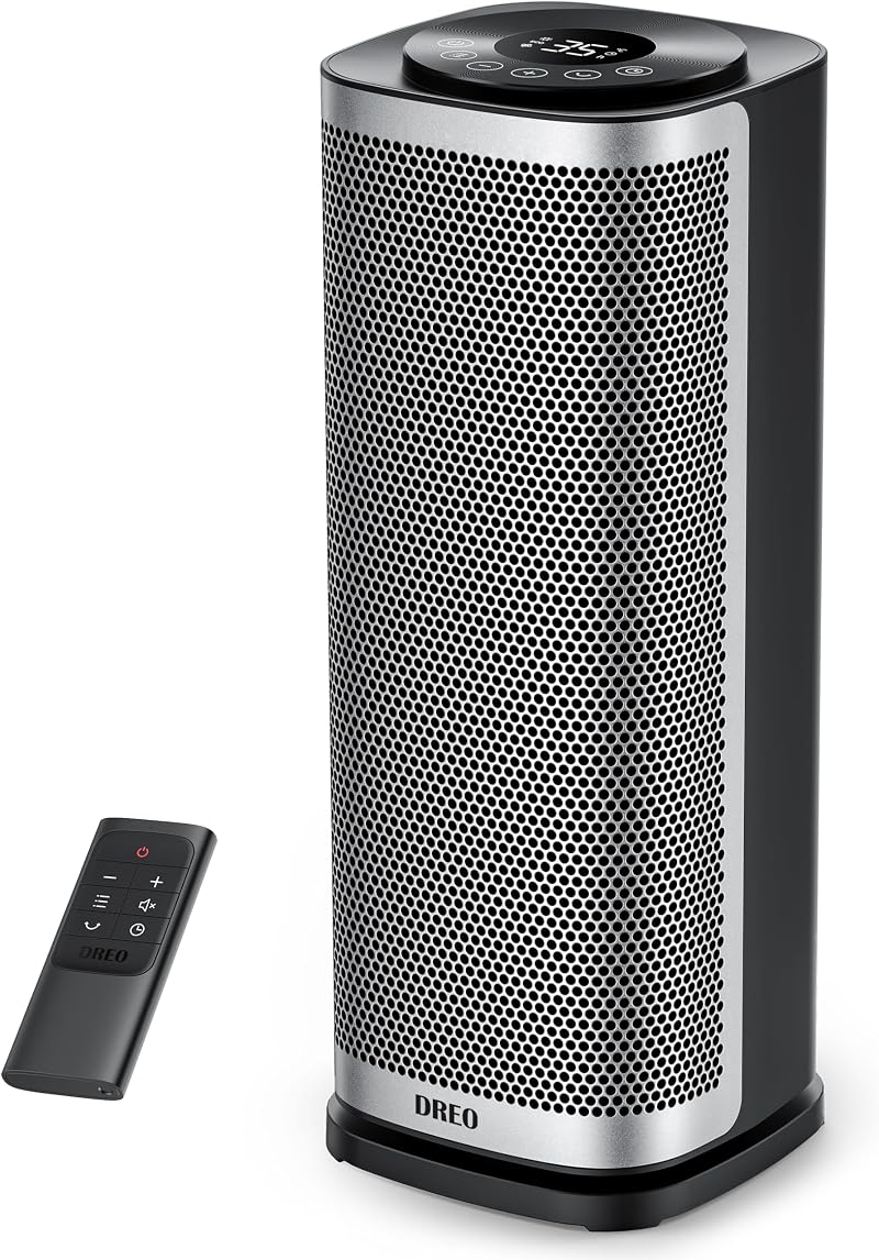DREO 16 Inch Electric Heater Ceramic 2000W 70° Oscillation 34dB Silver