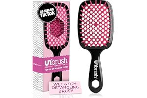 FHI Heat UNbrush Detangling Brush for Pain-Free Brushing on All Wet or Dry Hair Types — Durable DuoFlex Anti-Static Bristles,