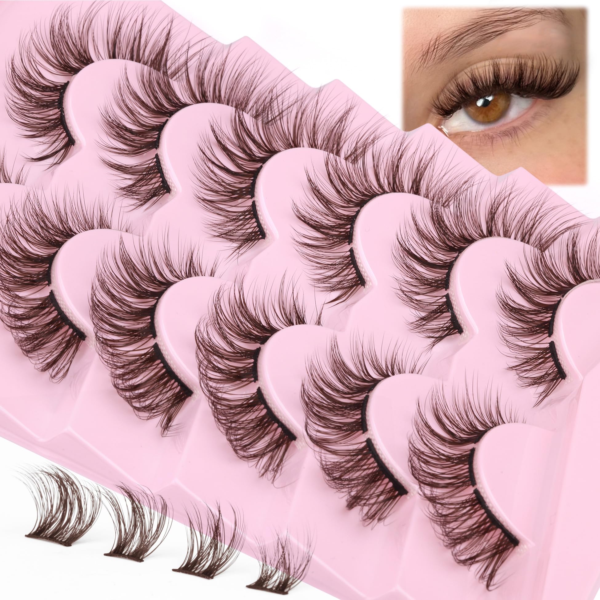 Photo 1 of Lash Clusters DIY Eyelash Extension Natural Look Cluster Lashes Brown DIY Lash Extensions 3D Individual Lashes Mink False Eyelashes by ALICE