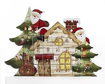 Adventskalender Haus Weihnachtsmann 47 Cm Aus Holz By Paben