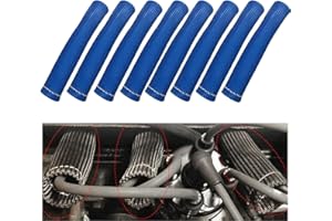 Yourkar 8 PCS Spark Plug Wire Boots, 6 Inch Automotive Spark Plugs Heat Shields Cover, 1200° Vehicle Spark Plug Wire Boots Heat Shield Protector, Universal Car Accessories (Blue)