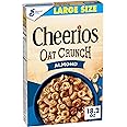 Cheerios Oat Crunch Almond Breakfast Cereal, Made with Whole Grain, Large Size, 18.2 oz