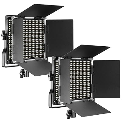 Neewer 2 Packs Professional Metal Bi-Color Dimmable 660 LED Video Light for Studio,YouTube,Product Photography,Video Shooting,Durable Metal Frame,with U Bracket and Barndoor,3200-5600K,CRI 96+