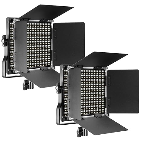 NEEWER 2 Packs dimmbar Bi-Color LED mit U-Halterung und professionelles Videolicht für Studio, langlebiger Metallrahmen, 660 
