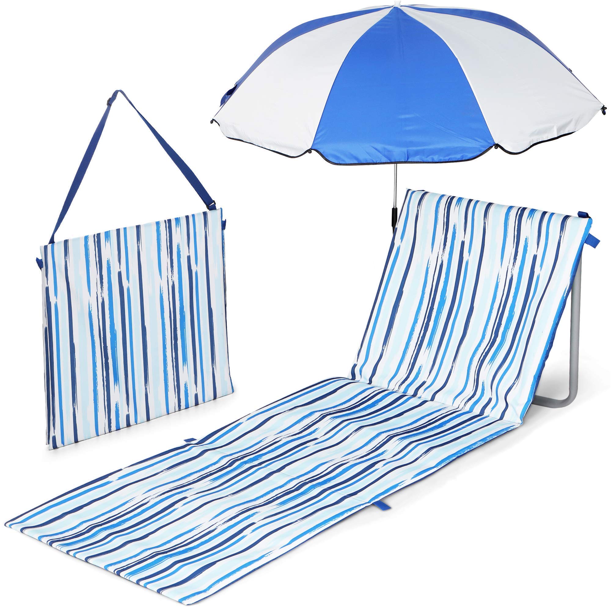 Scuddles Folding Beach Lounge Chair With Beach Umbrella Lightweight And Comfortable With Shoulder Carrying Strap Beach Chair With Umbrella Buy Online In Costa Rica At Desertcartcr Productid 208732714