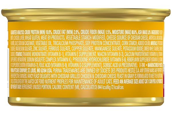 FANCY FEAST PURINA GRILLED GRAVY WET CAT FOOD, DELIGHTS GRILLED CHICKEN & CHEDDAR CHEESE FEAST – (24) 3 OZ. CANS