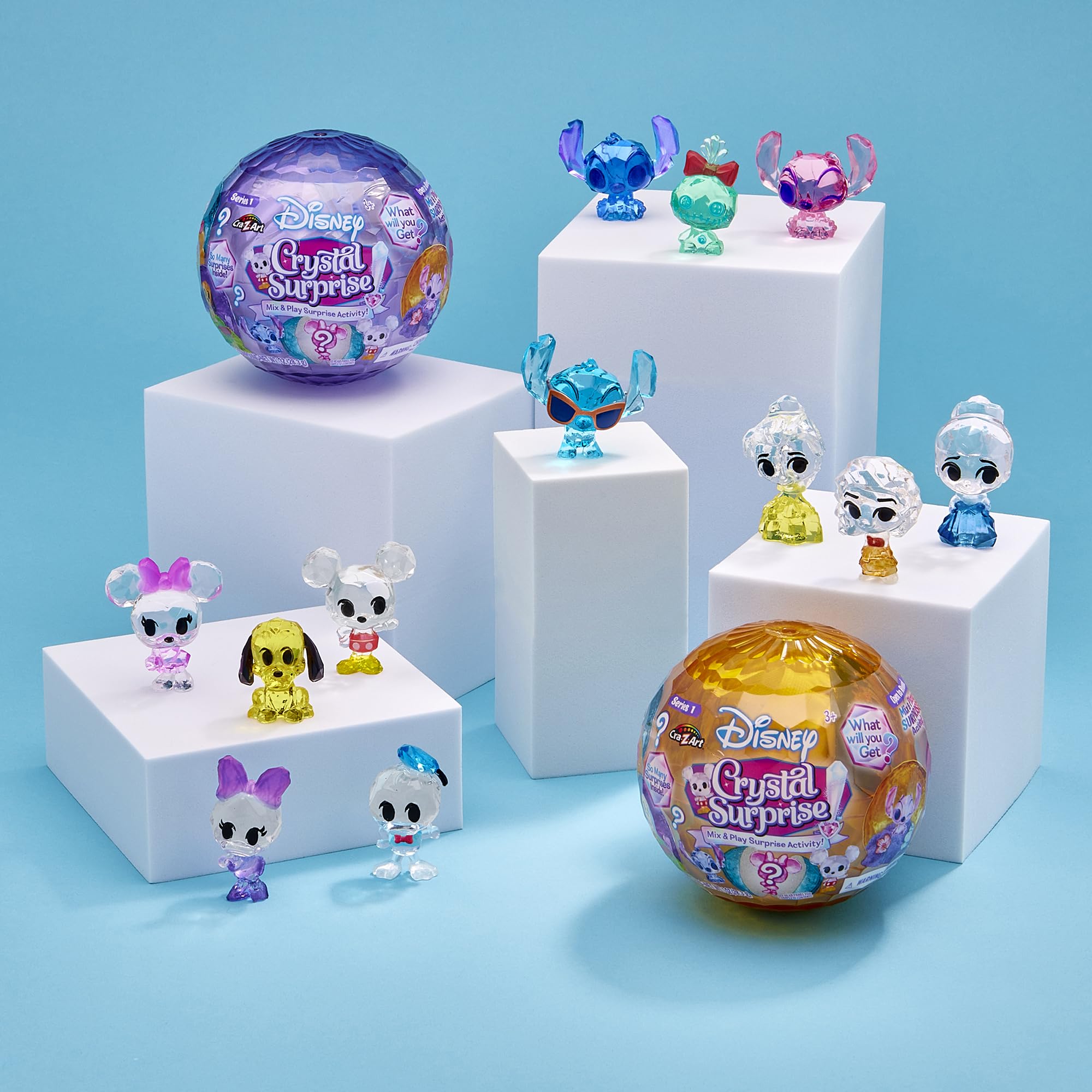 Cra-Z-Art Disney Crystal Surprise Series 1, Mini Collectible Crystal Figures with Activity Compound, Collectible Blind Bag Inspired Figures, Kids Toys for Ages 3 and Up