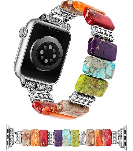 Boho Natural Stone Stretch Watch Band for Apple Watch - Handmade Jasper Design Amazon.com: Boho Jasper Stretch Watch Band: Handmade  main image 2