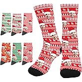 WHIMCHOIT Custom Christmas Socks with Photos Text,Personalized Face Socks Fun for Men Women Kids Pets