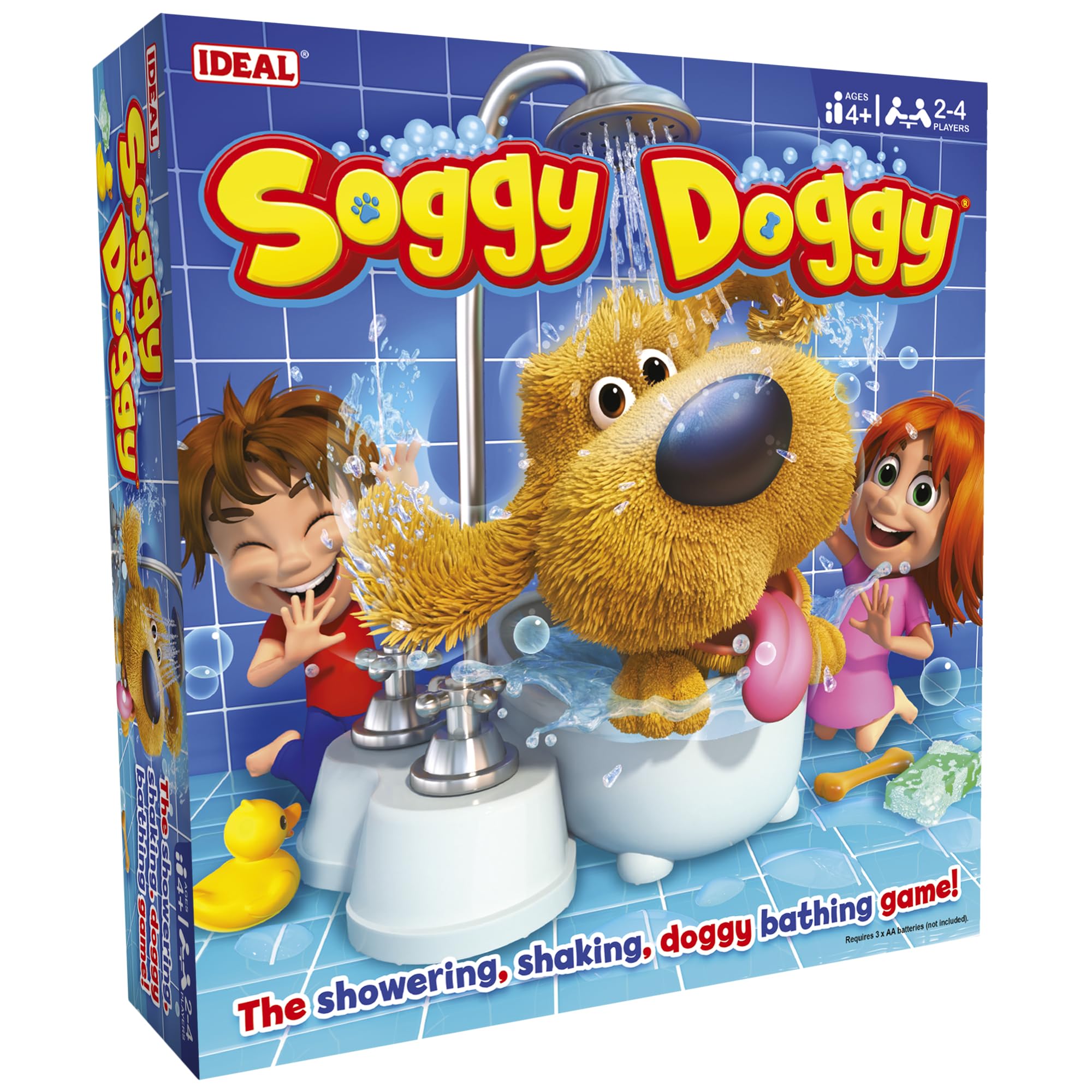 IDEAL | Soggy Doggy: The showering, shaking, doggy bathing game | Kids Games | For 2-4 Players | Ages 4+