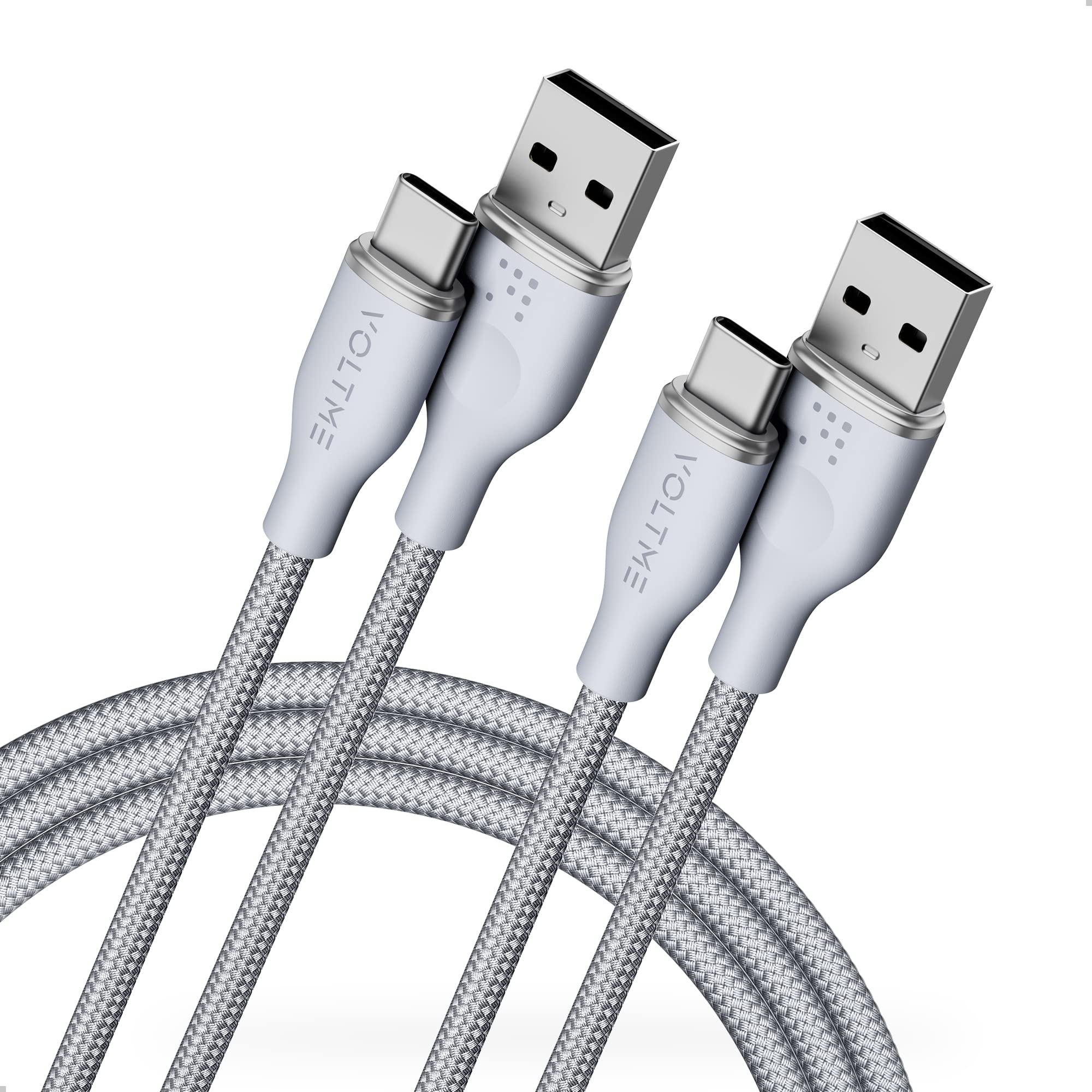 VOLTME 2-Pack USB C Charger Cable 60W Type C Charger Fast Charging 3A Lead Nylon Braided Compatible with MacBook Pro 2021 iPad Air 5 Galaxy S23 S22 Ultra Huawei P30 P40,Google Pixel 6.0ft/1.8M Grey