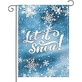 BreezyHue Winter Garden Flag Let It Snow Snowflakes Seasonal 12x18 Inch Double Sided Welcome Flags for Winter Snowy Outdoor Outside Yard Decoration (Let it snow)