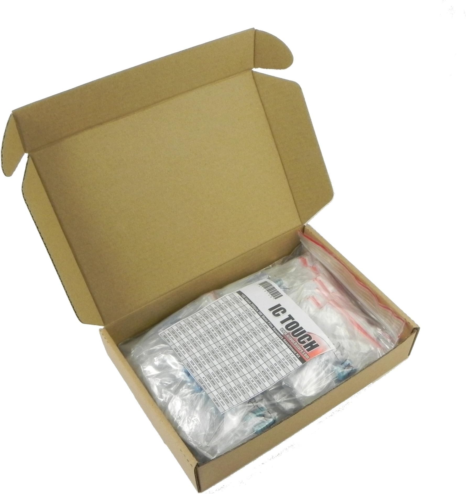 Ictouch 100value 200pcs 3W Metal Film Resistor +/-1% Assortment Kit KIT0146