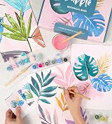 Dabble Paint by Numbers Kits Set of 3 for Adults Flowers Canvas Frames view 3