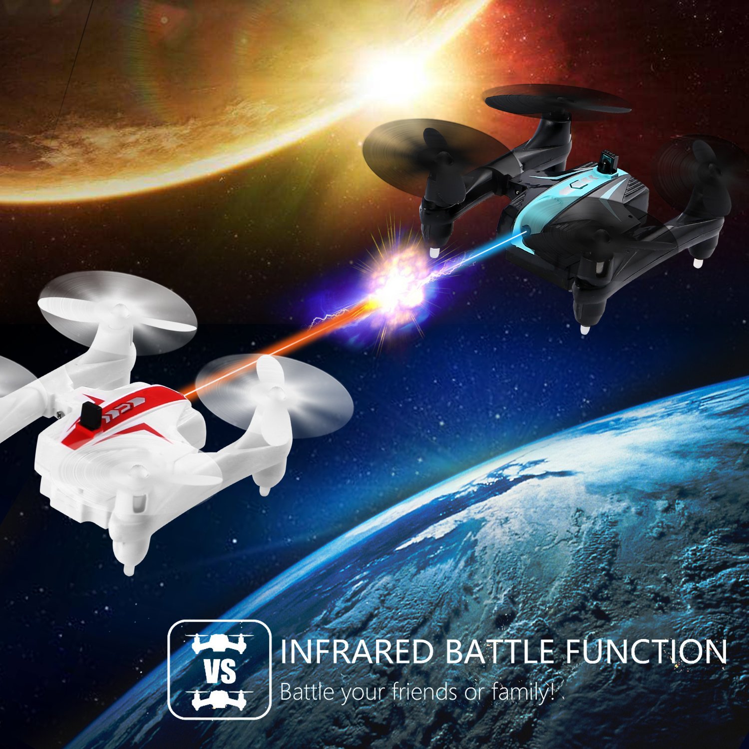 Mini Drone Wars Battle Drones Mini Battle Drones for Air War with 4 Channel and Infrared Fighting Function, Headless Mode and Emergency Stop, Toy Drone for Beginner & Kids Fighting
