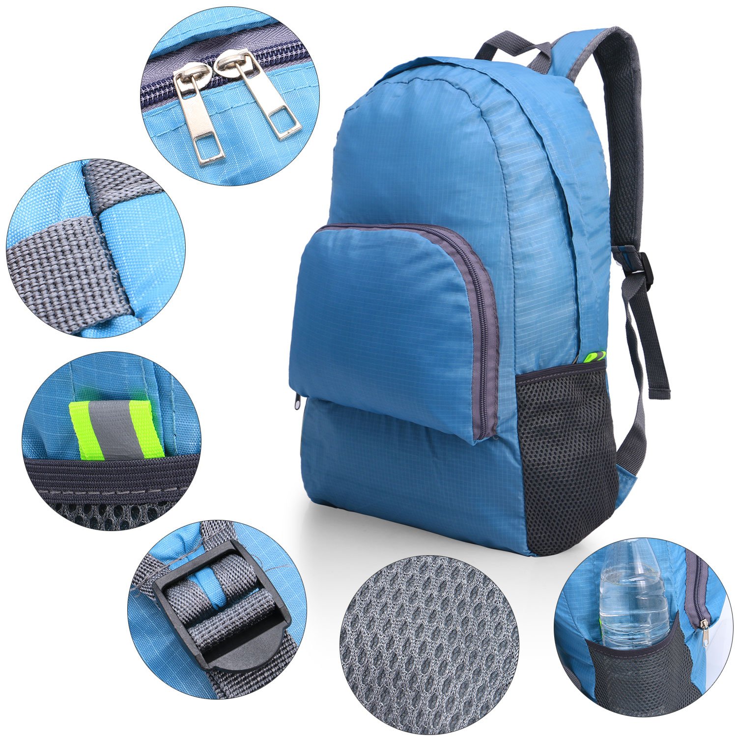 Kitdine Mochila Ultraligera Plegable Duradera Perfecta para Viajes Montañismo Mochila Compacta Carga de 20L (Azul)