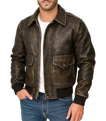 Lashvine Mens Air Force Bomber Jacket A2 Pilot Jacket USAAF Pilot
