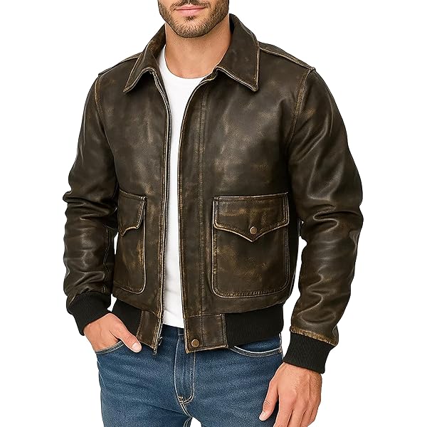 Crafter Men's Classic A2 Aviator WWII Flying Tiger Leather Jacket