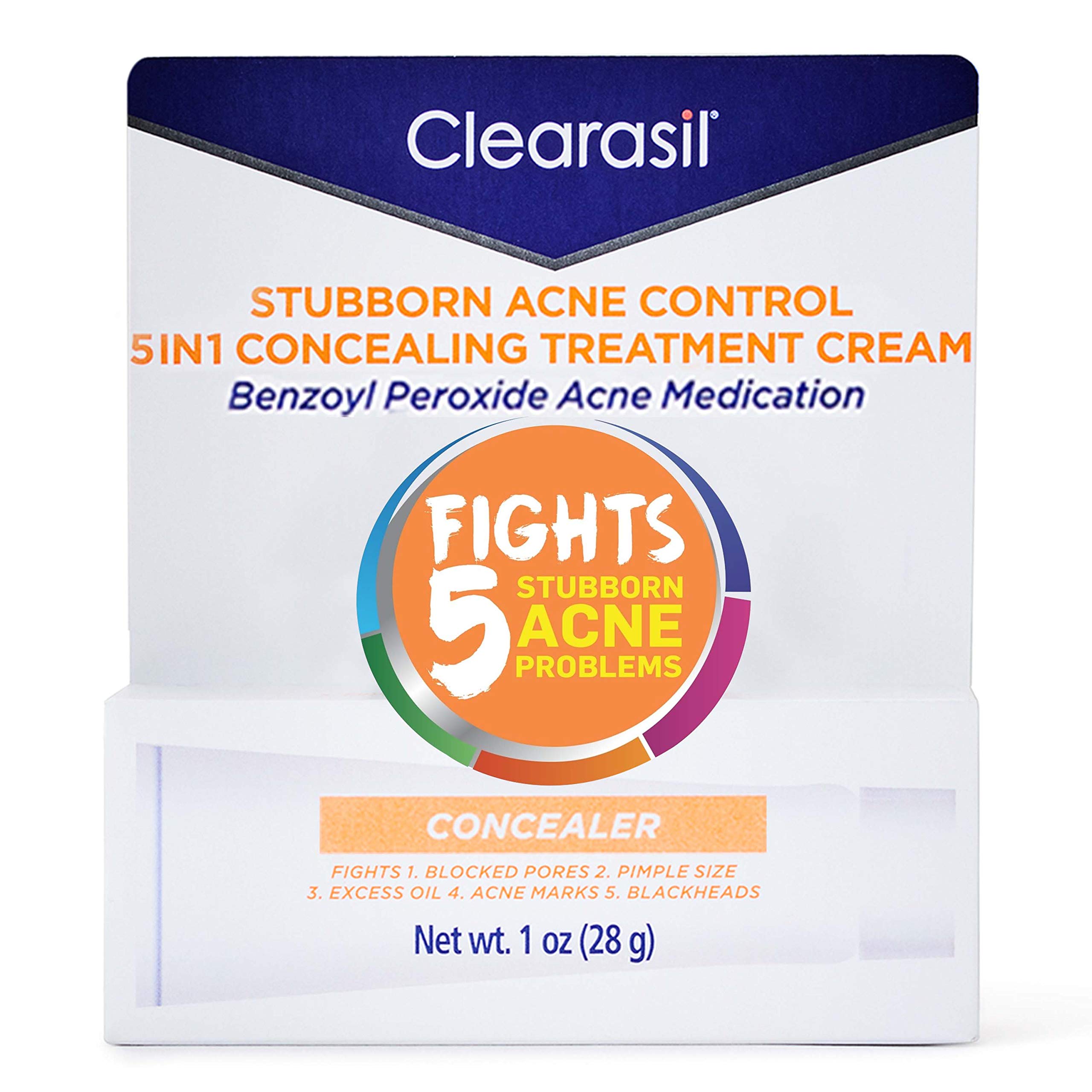 Clearasil Stubborn Acne Control 5in1 Concealing Treatment Cream, 1 oz. (Pack of 3)