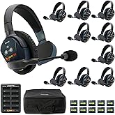 EARTEC Ultralite PRO16 Wireless Intercom Headset System for 10 Users, Long Range 1/2 Mile, Hands-Free Full Duplex, 10-Hour Battery, Single Ear, Expandable to 16, U.S. Company Since 1961