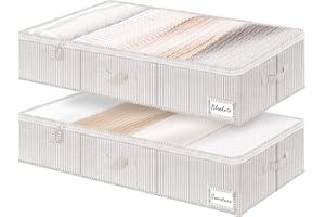 StorageWorks Extra Large Under Bed Storage Containers with Handles and Label Holder, 2 Pack Ultra-thick Fabric Underbed Bins,