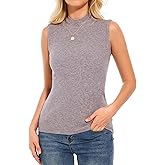 Biffxeu Women's Sleeveless Mock Neck Turtleneck Sweater Tops Ribbed Knit Vest Trendy Casual Slim Fitted Tank Tops