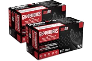 GLOVEWORKS HD Black Nitrile Gloves XXL, 6 mil Disposable, Latex Free, Mechanics - 2 Boxes of 100