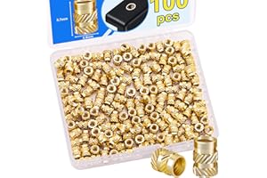 Bemaka 100PCS M3 Threaded Inserts for Plastic, M3 Heat Set Inserts for 3D Printing Components, M3x5.7x4.6mm Metric Knurled Brass Nuts Inserts