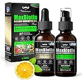 FEBOTE Biotin Beard Growth Oil for Men - 2 Pack Natural Conditioning Oil with Castor & Jojoba | Scented with Citrus & Shea Butter | Softens, Thickens, Moisturizes | Premium Beard Gift Set 2 OZ Each