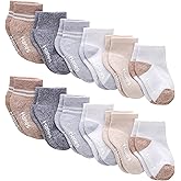 Hanes unisex-baby And Toddler Socks, Non-slip Grip Ankle Socks, Boys' and Girls', Multipacks