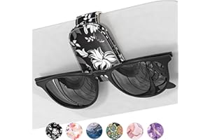 NPOOYI Sunglasses Holder for Car Visor, Magnetic Leather Sunglass Holder, Sun Visor Glasses Hanger Clip, Car Interior Accessories for Women Men, Fits All Size Eyeglasses, Black flower