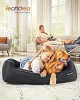 Feandrea Dog Bed Linen-Look Large XL 110 x 75 cm Raised Edges Non-Slip view 2