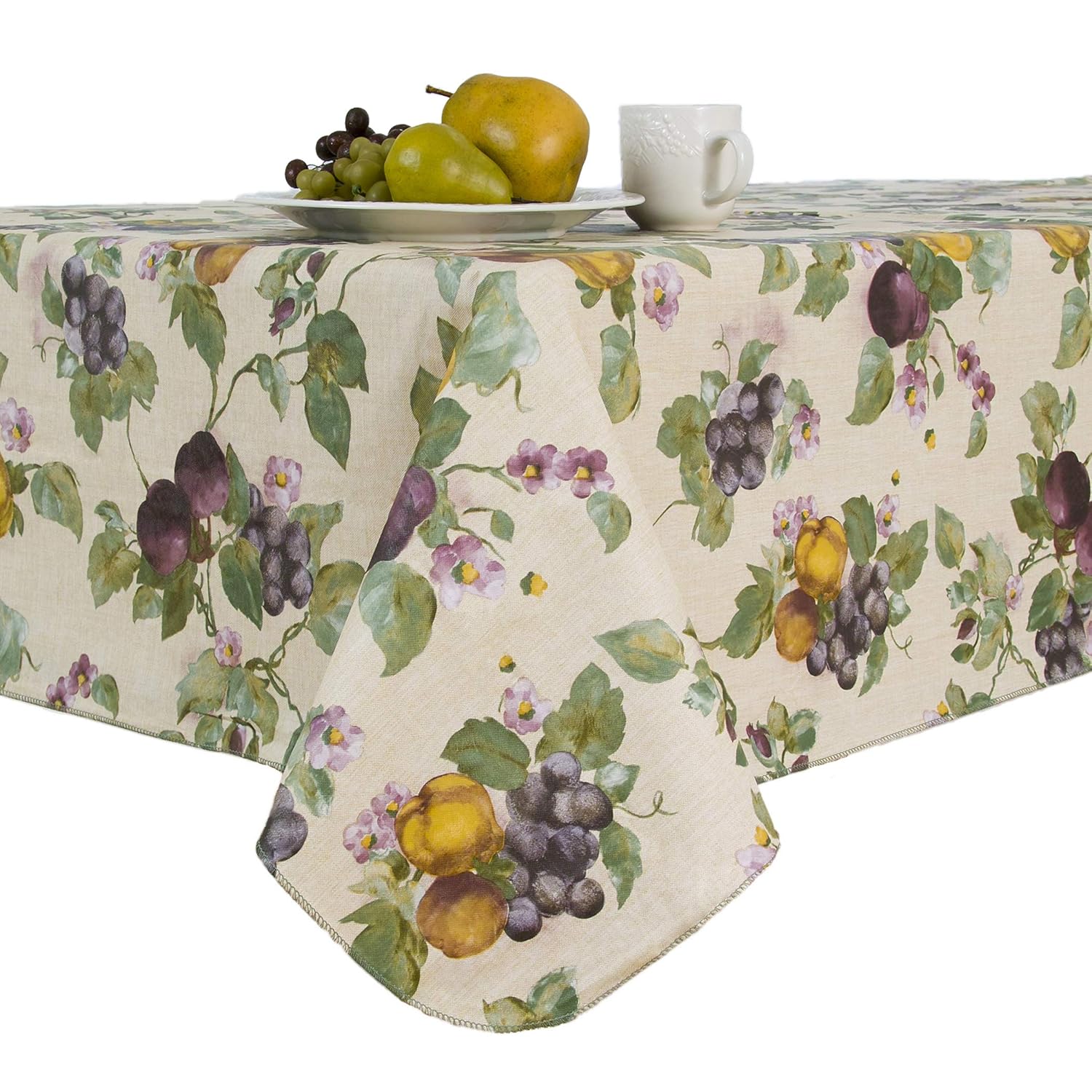 Fresco Fruit Flannel Backed Vinyl Tablecloth, 52x70 Oval Amazon.co.uk