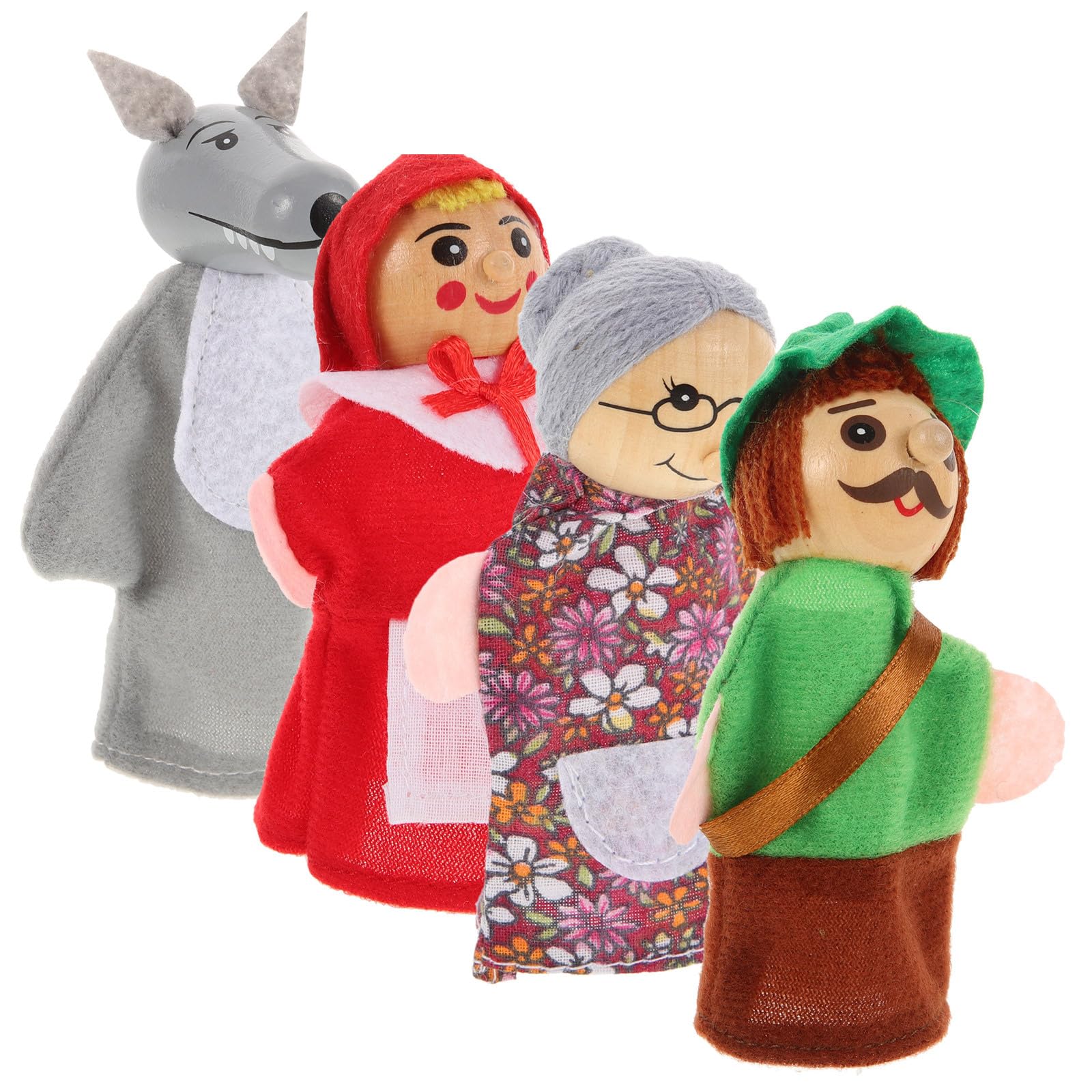 SAFIGLE Woody Animal Finger Puppet Set: Little Red Riding Hood Finger Little Red Riding Hood Storytelling Props for Kids, Toddlers & Teachers - Assorted Cartoon Animal Designs for Imaginative Play