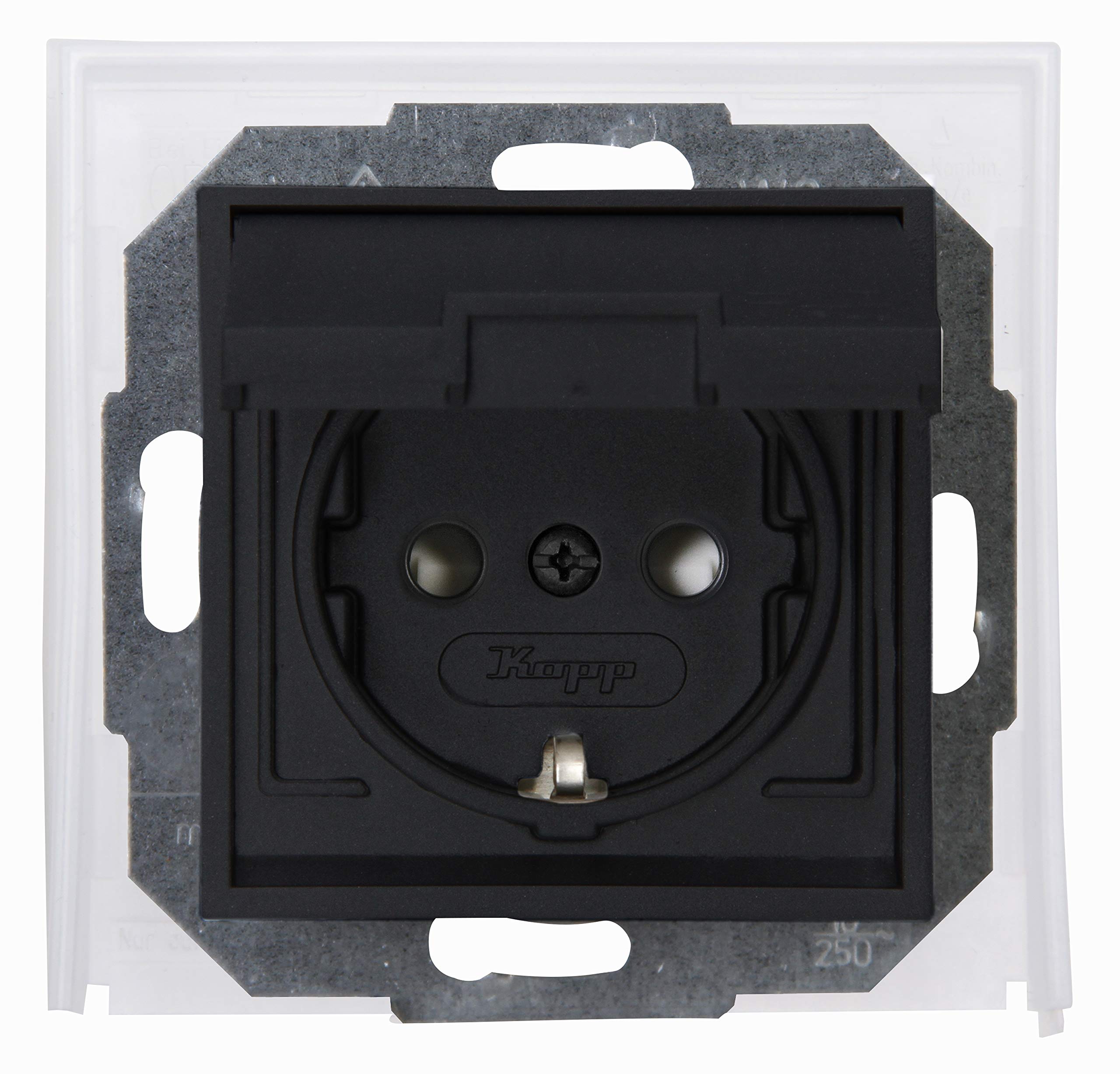 Kopp Athenis 954015084 Flush-Mounted Wet Room Earthing Contact Socket Anthracite