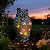 Solar Owl Garden Statue Bird Repellent Fake Owl Decoration, Solar Light, Hand Painted Craft, Waterproof Resin, Anti UV Coating, Christmas Housewarming Gift, Suitable for Ladies and Moms