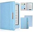DMLuna Kindle Paperwhite Case, Fits 11th Generation 2021, 6.8”, Smart Protective Durable Premium PU Leather Cover with Auto Sleep Wake, Hand Strap, Card Slots, Magnetic Clasp, Blue Sparkly