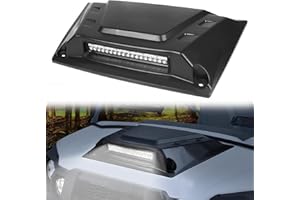 CUSAUTV Sport Hood Scoop with LED Spotlight Compatible with 2015-2025 Kawasaki Mule Pro FXT DXT DX FX Accessories Hood Cover with Auxiliary Light Kit for Kawasaki Mule Pro