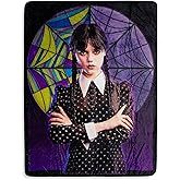 Addams Family Wednesday Signature Pose Raschel Fleece Throw Blanket | Soft Polyester Cover for Sofa, Bed | 45 x 60 Inches