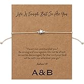 ARK & BAY Christian Charm Bracelet with Inspirational Bible Verse Scripture for Her | Handmade Adjustable Single or Set of 2 | Minimalist Religious Jewelry, Catholic Encouragement Gifts of Faith and Spirituality for Women in Gold or Silver