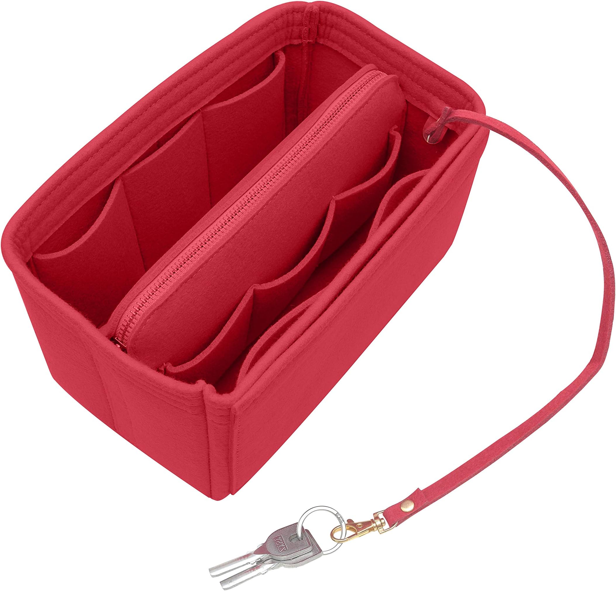 Purse Organizer Insert,Felt Bag Organizer with Keys Chain and Detachable Pocket