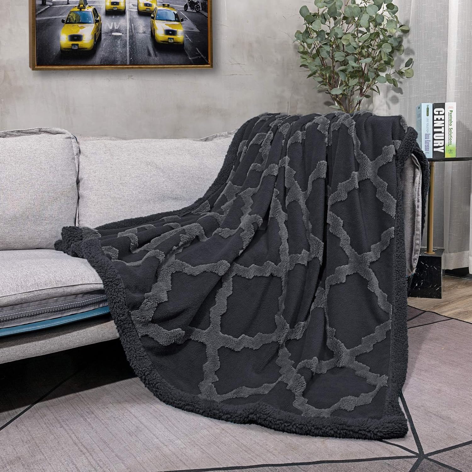 CAMPIR Sherpa Throw Blankets for Bed,Super Soft Warm Dual Sided Blanket,Machine Washable Plush Fleece Blankets,Fuzzy Blanket for Sofa Couch Bed(Dark Grey, 51"x63"): Kitchen & Dining