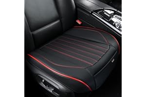 BWTJF Front Car Seat Bottom Covers 2 Pack, Universal Auto Seat Cushions, Nappa Leather Full Wrapping Edge Compatible with Most of Vehicles - SUVs/Sedans/Pickup Trucks, Black&Red