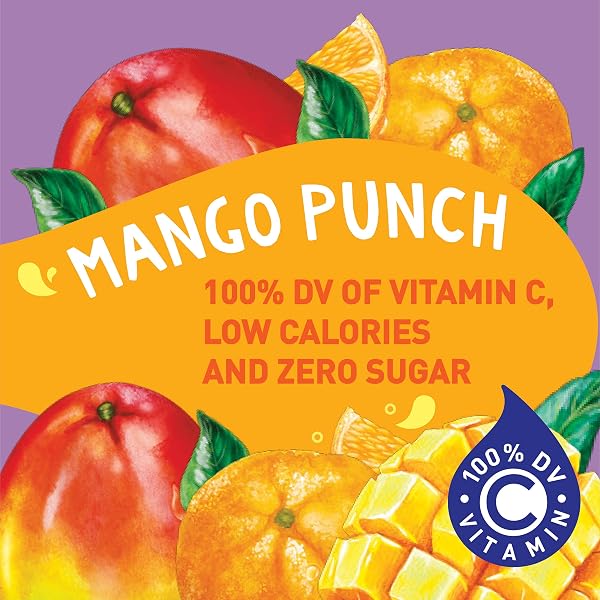 TAMPICO SINGLES TO GO DRINK MIX PACKETS, MANGO PUNCH, ZERO SUGAR, LOW CALORIE, 100% DV OF VITAMIN C PER SERVING, CONVENIENT, ON-THE-GO WATER ENHANCERS, 6 STICKS, PACK OF 1